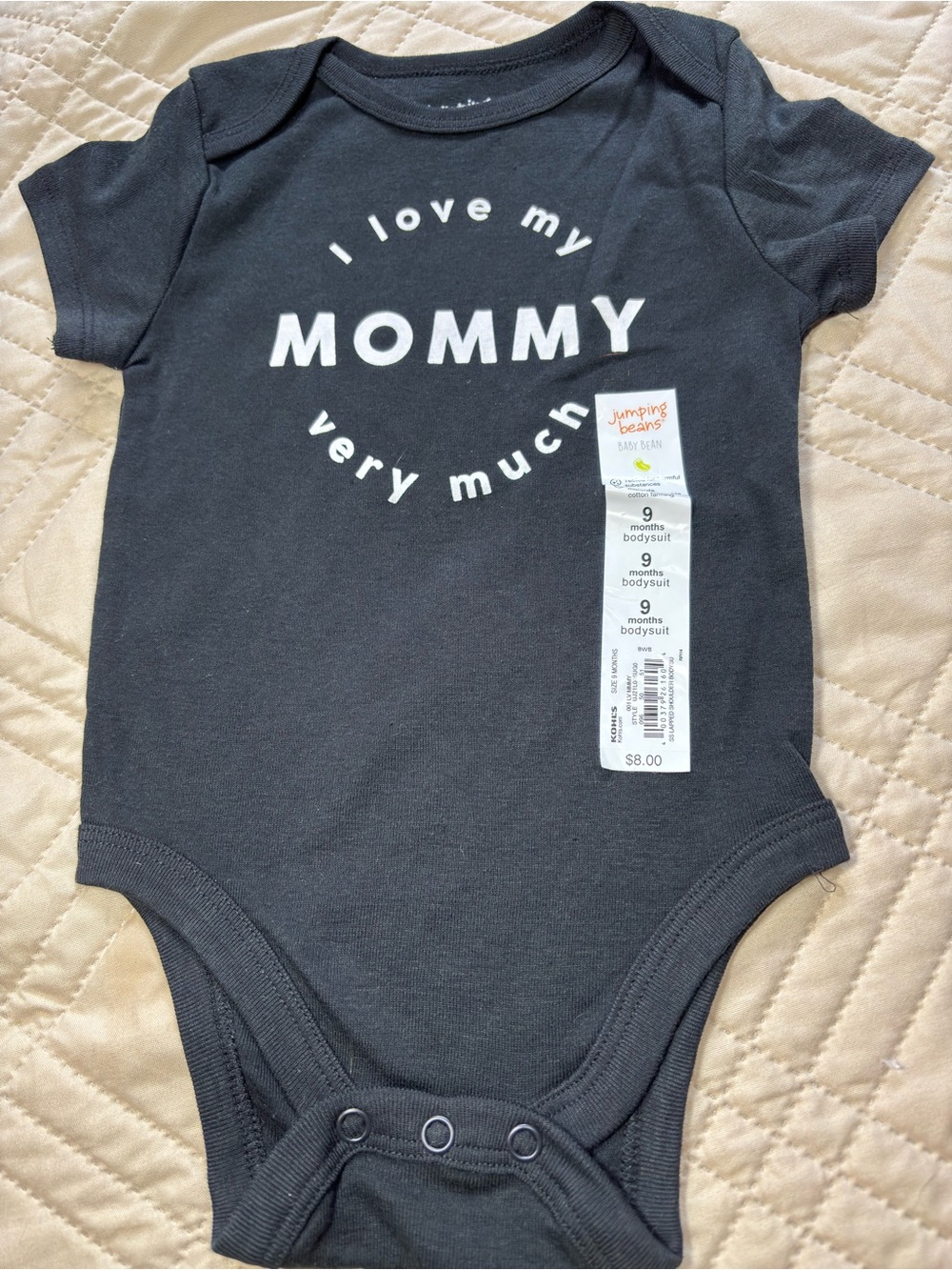 jumping beans 9M Black "I LOVE MY MOMMY" Bodysuit